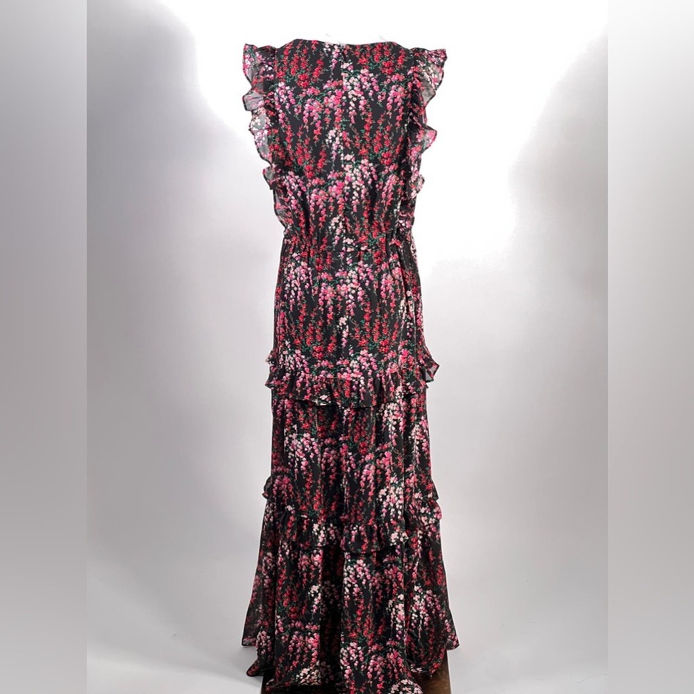 NWT NEW J Crew Sleeveless floral ruffle tiered maxi dress black - Picture 2 of 7
